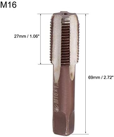 Uxcell Metric Hand Tap tauc M16 Thread 1.5 Pitch 4 Ravne flaute H2 Aluminijski alat Čelik Donji i konusni