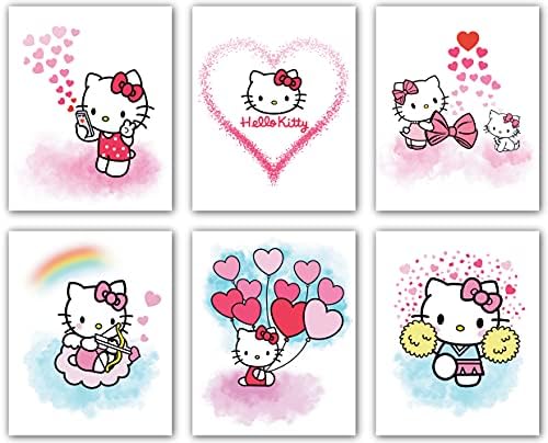 Hello Kitty Poster - Anime Posteri, Cello Kitty Decor, Kawaii Dekor kabla, Celd Kitty akvarel za teen