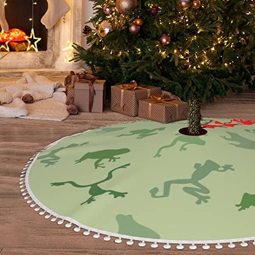 Suknja za božićnu drvcu sa pom trim-camo-green-frog praznični Božićni ukrasi 48