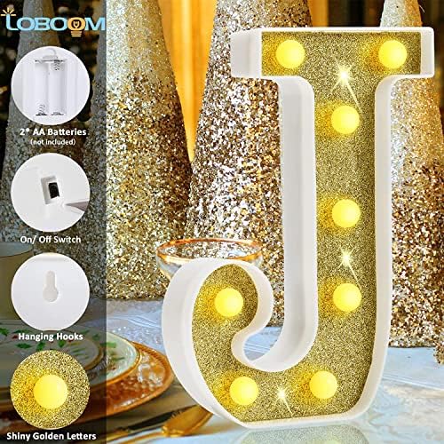 LED Marquee Letter Lights, Light Up Golden Alphabet Marquee Letters Sign Glitter Night Light