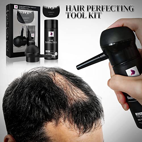 TOPIBUITY Hair Fibers & amp; aplikator 3-u-1 Set-prirodna vlakna za zgušnjavanje kose - dugotrajni sprej sa dodatkom za oštre linije kose, deblja brada & Styling