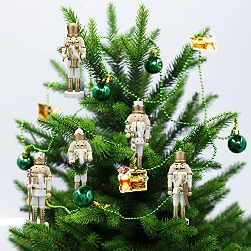BlueSpace Nutcracker viseći ornament figure – zlatni i bijeli Božićni Mini drveni Orašari dekoracija