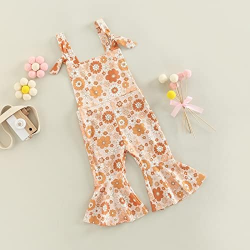 Baby Girl Bell Bots Romper Toddler Cvjetni kombinezoni Suspender Flare Hlače bez rukava za udarnu odjeću