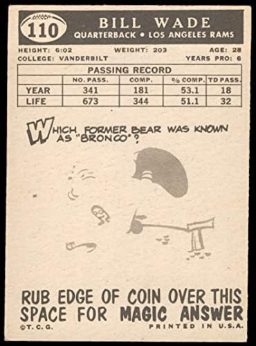 1959 gornja polovina 110 Bill Wade Los Angeles Rams Dean's Cards 5 - Ex Rams