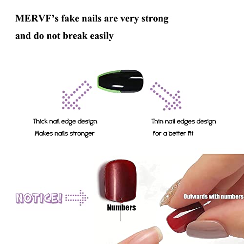 MERVF Coff Press na noktima srednji lažni nokti zeleni francuski Savjeti ljepilo na noktima sa dizajnom