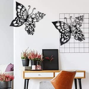EZ4ENCE 2pcs Butterfly Decoration Wall Art Boho Wall Home Decor Viseći izgled Zidni dekor Metal Viseći
