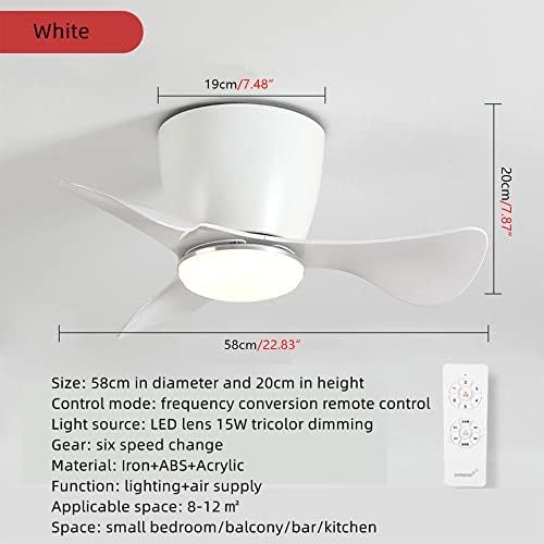 MGJXTWG Nordic Mali ventilator sa LED svjetlom i DC upravljanjem Tihim ekološkim svjetlima ECO-ventilatora kuhinja Stropna svjetlost sa navijačima za spavaće sobe ukrasni predmeti Početna kupaonica