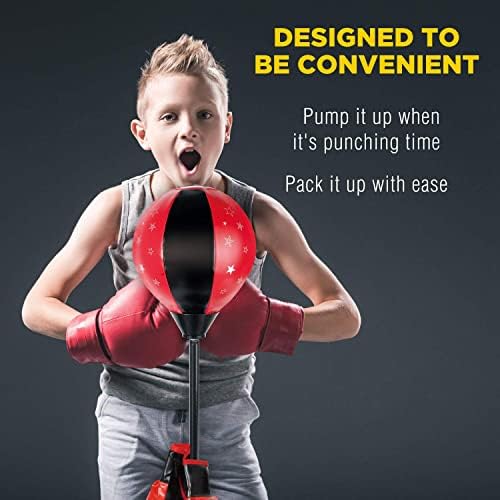 EMAAAS set za probijanje za djecu sa bokserskim rukavicama i ručnom pumpom - 3-8 godina podesiva dječja torba