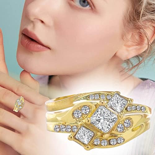 Prstenovi za žene Diamond set Ženski vjenčani zaručnički prsten zlato ruža zlato imitacija dijamant cirkon zvona