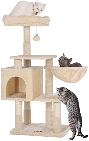 Fejdrea Multilevel Cat stablo sa mačkama, ležaljkama i podstavljenim kulom za mačke, stabilan i siguran plišani