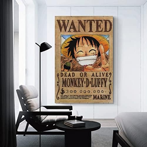 QLAZO Anime Luffy Wanted Bounty 3 milijarde Happy Poster Canvas Art zidna slika Print moderni porodični