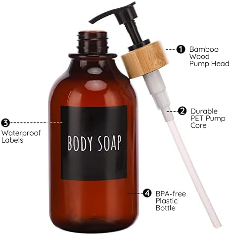 Segbeauty Amber sapun, 2 paket 16.9oz Shampon boca sa vodootpornim naljepnicama, 500ml plastična pumpa