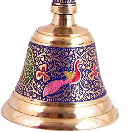Hashcart mesing Puja Zvono za mandir - dekorativno ručno rezbareno šareno Ghanti-Pooja Zvono za hinduističke