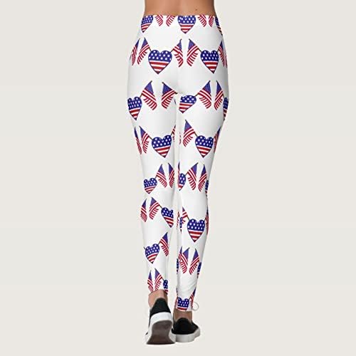 Tajice za žene 4. jula američka zastava s visokim strukom za trčanje Yoga tajice Ultra meke rastezljive