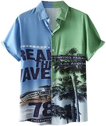 Xxbr muns casual gumb dolje majice Ljeto kratki rukav Havajska majica na plaži Boja blok patchwork grafička
