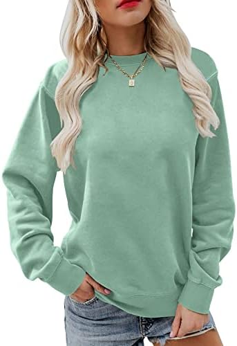 Minetom ženska casual crewneck solid / boja blok dukseri s dugim rukavima majice pulover slatka lagana