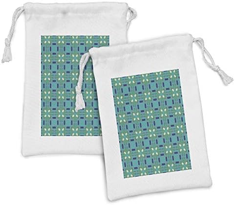 Ambesonne geometrijska torbica tkanina od 2, raznih oblika na tamnoj morskoj pozadini, male torbe za vuču