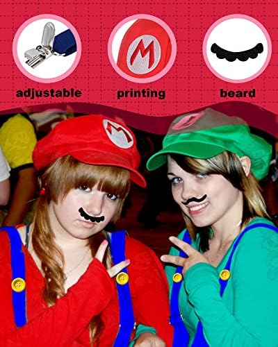 NESIMY Super Bros Mary & amp ;Luigi šešir kostim za odrasle Uisex kapa rukavice lažni dodatak Kit