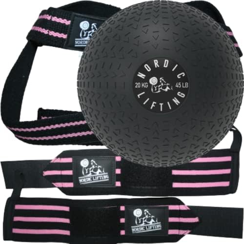 Omoti za zapešće i trake za podizanje Bundle-Pink Bundle sa Slam Ball 30lb