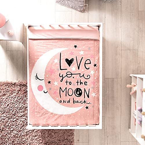 Posteljina za krevetić Mjesec & Stars za dječje djevojke krevet set ružičaste | 4 komada | Materijal: pamuk
