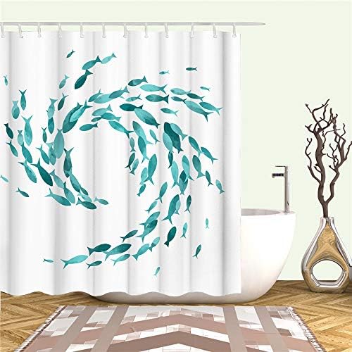 Rnnjoile Teal Fish Curtance Set Ocean Creature Dekor za kupatilo Creative Aqua Cutar za kupatilo Tkanina