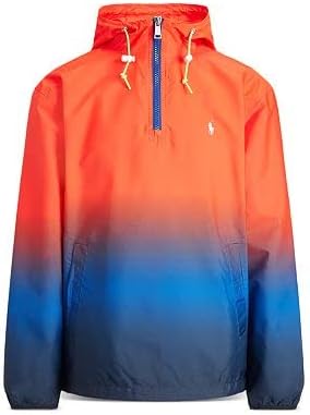 POLO RALPH LAUREN gradijent najlonska vjetrovka odbija 1/4 pulover jaknu sa patentnim zatvaračem, narandžasta, velika