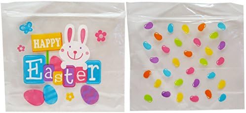 Set od 100 uskršnjih torbi sa patentnim zatvaračem sa dizajnom Uskršnjeg Zečića, jaja i žele pasulja!