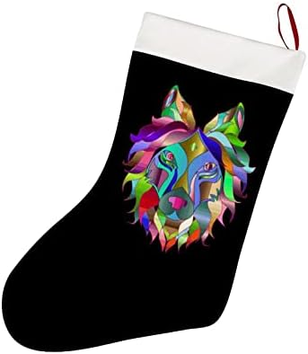 Chromatic wolf božićni čarapa kratki plišani Xmas čarape viseći ukras za božićno stablo ukras