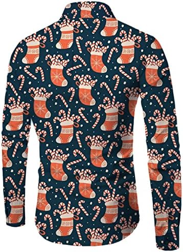 Wocachi 2022 Novi božićni mens dugme dolje dizajnerskih majica, 3D smiješni Xmas Santa Snowflake Print Havajska haljina