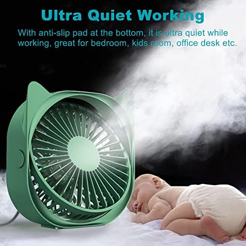 Ventilatori za lični sto mali tihi-Mini slatki ventilator za sto, USB pogon, 3 brzine vjetra, rotirajući