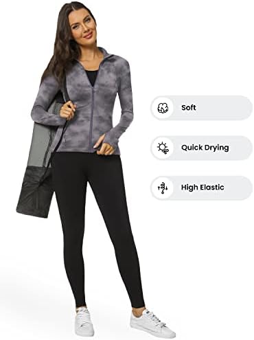 COLORKIN Workout Jakne za žene pune zip atletičke jakne sa džepovima Slim Fit Yoga jakna s rupama s