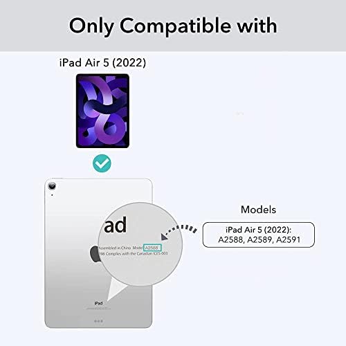 Kompatibilan je sa iPad Air CASE za generaciju 5. 2022 sa držačem olovke, [Podrška 2. gen olovka], za iPad