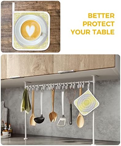Kuhinjski potryer set od 2, žuto sivi gradijent mandala cvjetni geometrijski umjetnički nosači toplotne pločice,