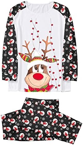 Božićne pidžame za obitelj 2022 Slatki Xmas Reindeer Snowman Print TOPS i plaćene hlače PJ's
