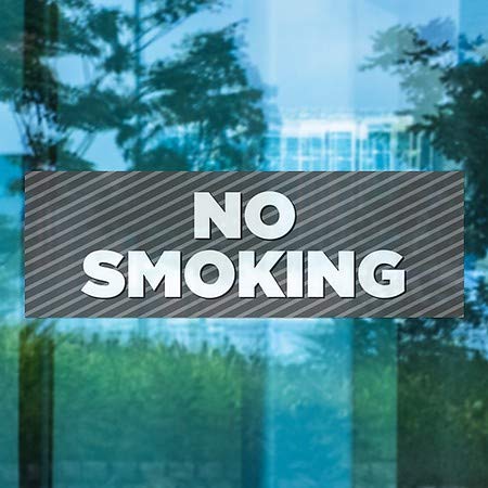 CGsignLab | Ne pušenje -Stripes siva prozori se pričvršćuje | 36 x12