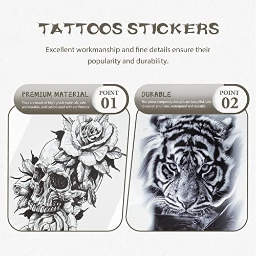 Abaodam 6 listova realnih naljepnica za tetovaže Privremeni lav Tiger Tattoos Vodootporne životinjske