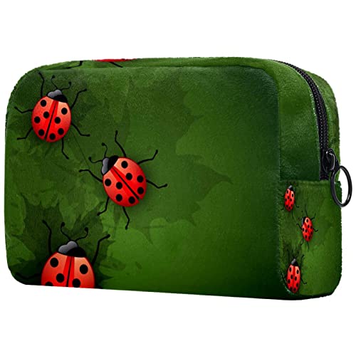 Ladybugs zelena vrećica za malu šminku za torbicu Travel Kozmetička torba prijenosna toaletna torba za žene Djevojke Pokloni