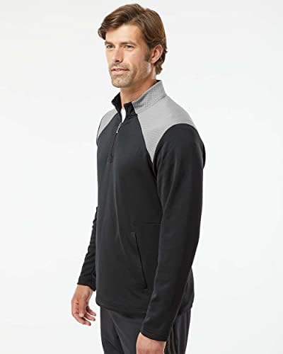 Adidas muški teksturirani mješovita medija četvrt-zip pulover