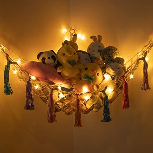 HAUTOCO mreža za plišane životinje ili viseća mreža sa LED svjetlom ugaona mreža za punjene igračke držač organizatora