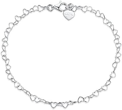 Amberta 925 Fine srebra prirodno Podesiva gležanj-3 mm srce lanac gležanj narukvica-sve do 10 inčni-fleksibilan