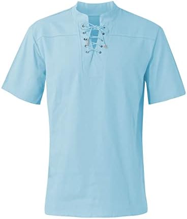 RTRDE muške majice s pune boje retro čipkasti ovratnik casual s kratkim majicama s kratkim rukavima