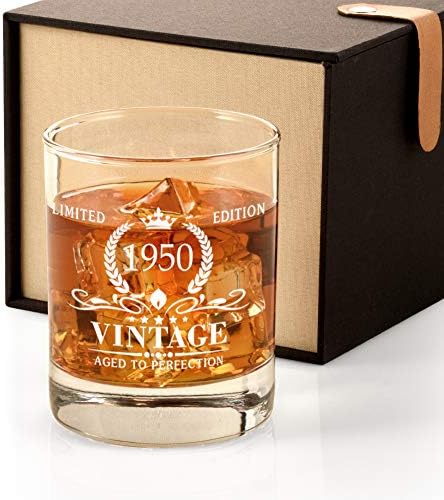 Triwol 73. rođendanski pokloni za muškarce, Vintage 1950 Whisky Glass Funny 73 rođendanski poklon