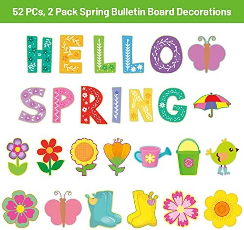 Zdravo proljetni rezovi za ukrašavanje odbora odbora 52pcs proljeće miješajte Cvjetni izreza za zabavu i učionicu