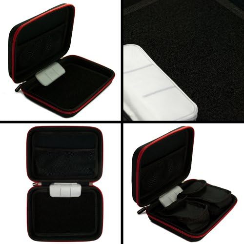 VanGoddy Harlin crvena crna torbica za nošenje tvrde ljuske za Kobo Touch 2.0, Glo HD, aura H20 eReader + slušalice sa mikrofonom
