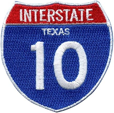 Interstate 10 Patch I-10 na cestovni znak vezeno gvožđe na Teksasu