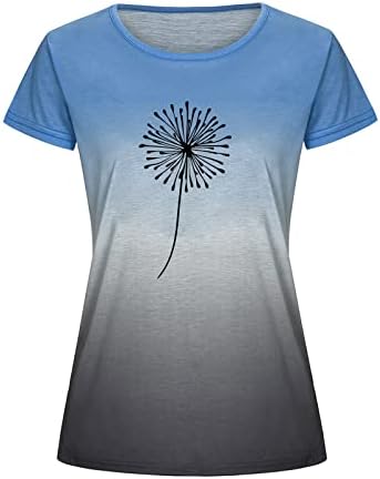 Dame kratki rukav pamuk posada vrat gradijent maslačak cvijet grafički bluza Tee T Shirt za Teen Djevojke