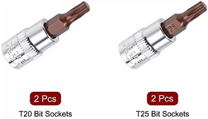 Uxcell 1/4 Drive X T20 & T25 Torx bit set utičnice od 4 kom, S2 čelični bitovi, CR-V utičnice 38 mm Dužina