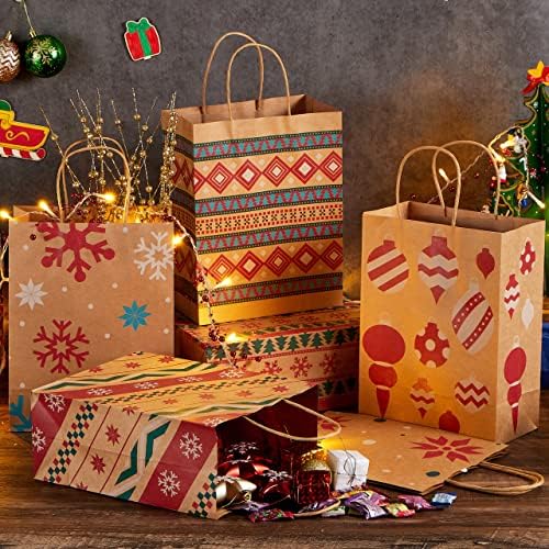 JOYIN 24 Božić Kraft poklon torbe za odmor papir, Božić Goody torbe, Božić, učionice i stranka usluge