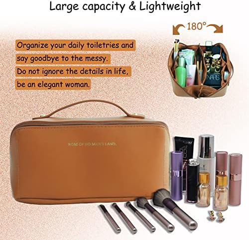 CAITASE torba za šminkanje, Prijenosna kozmetička torba, putna torba za šminkanje velikog kapaciteta, smeđe