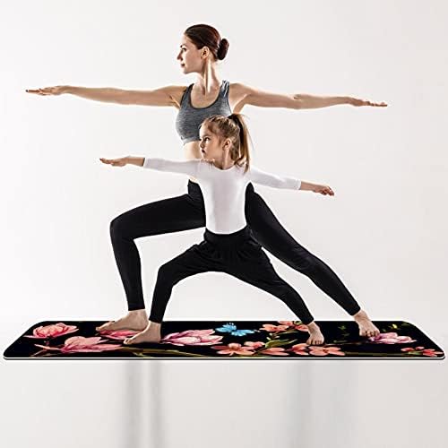 Siebzeh Floral Black Pattern Premium Thick Yoga Mat Eco Friendly Rubber Health & amp; fitnes Non Slip Mat za